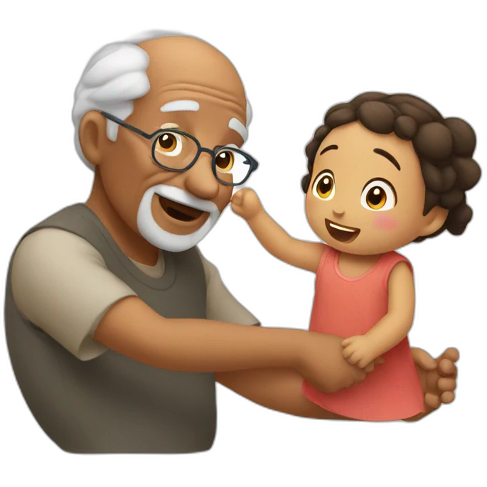 Grandpa playing with grand daughter emoji