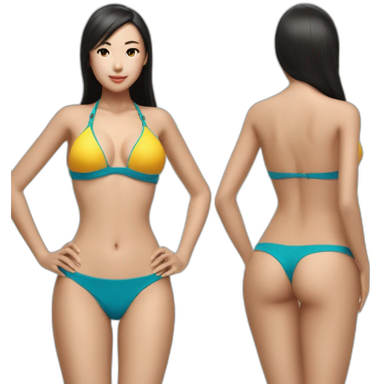 Sexy soft-fit wasian women bikini (beach body) (full body) emoji