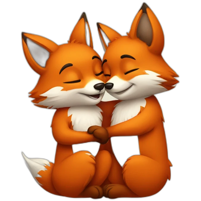 Two foxes hugging emoji