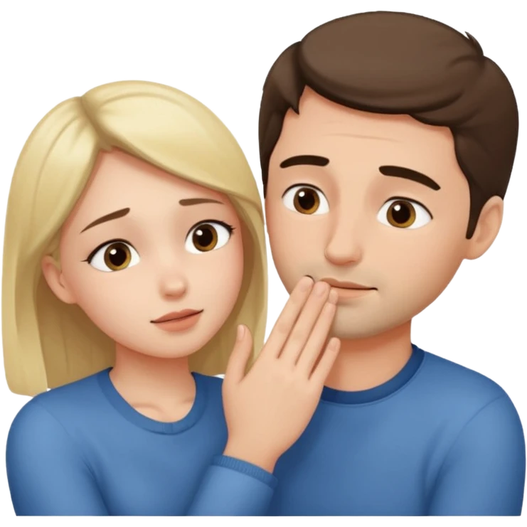 Girl touching his face with both hand, and smoothly rubbing the face emoji