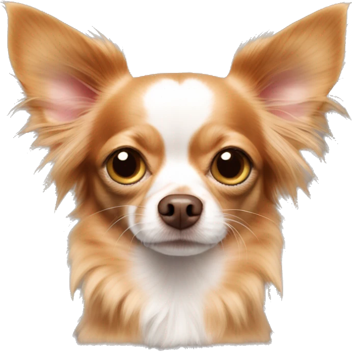 Red long hair chihuahua. Pink nose hazel green eyes emoji