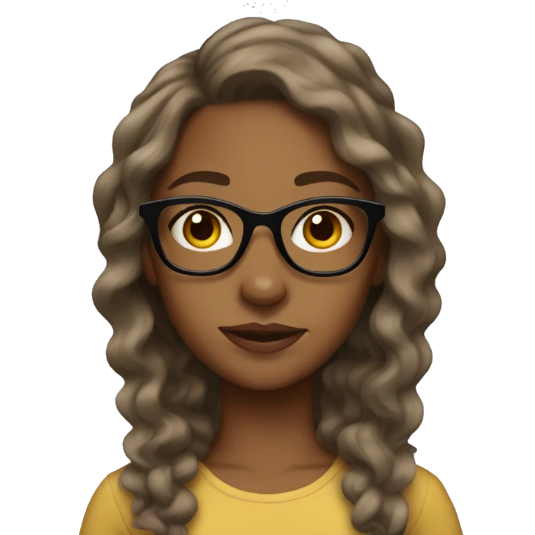 Brown girl with glasses wavy hair emoji