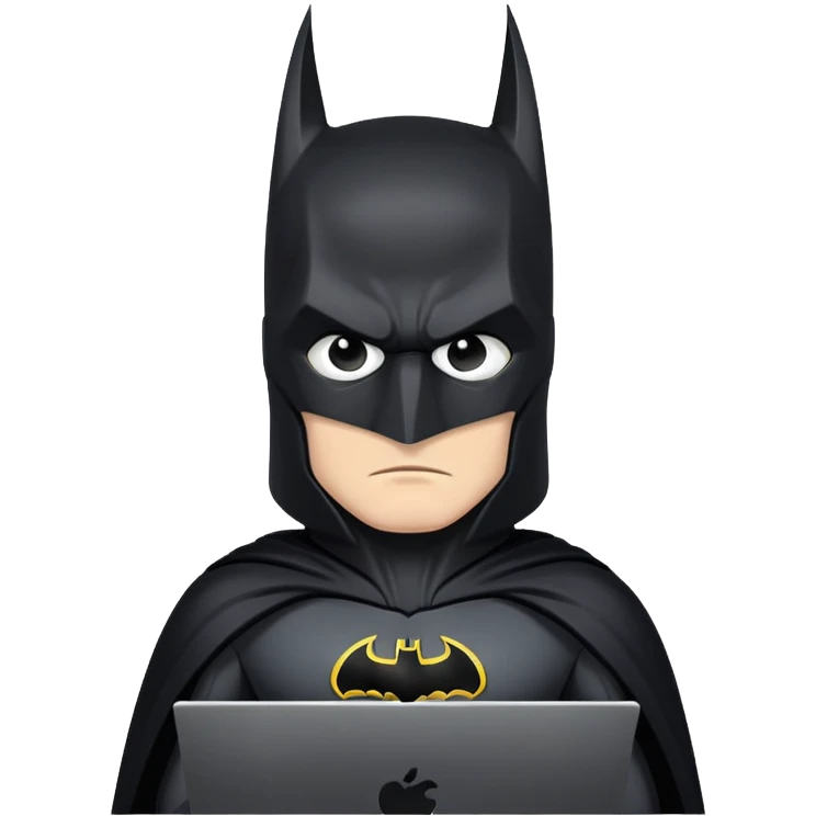 Batman in black costume programming on computer emoji