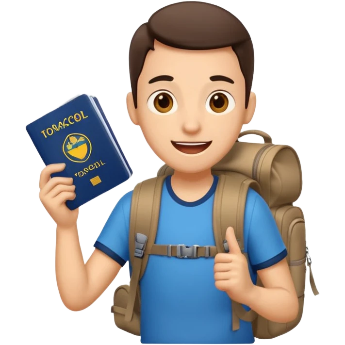 Traveler character with A slight expression of excitement and urgency emoji