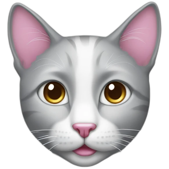 silver cat with pink nose and white spot emoji