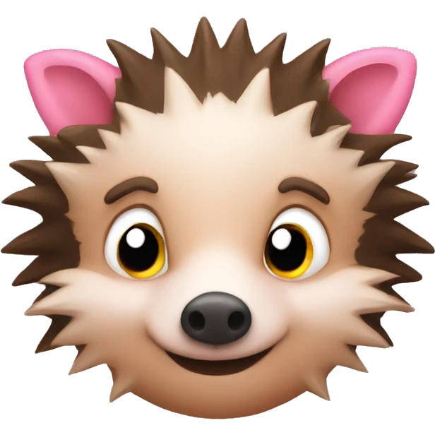 hedgehog, one ear brown, the second ear pink emoji