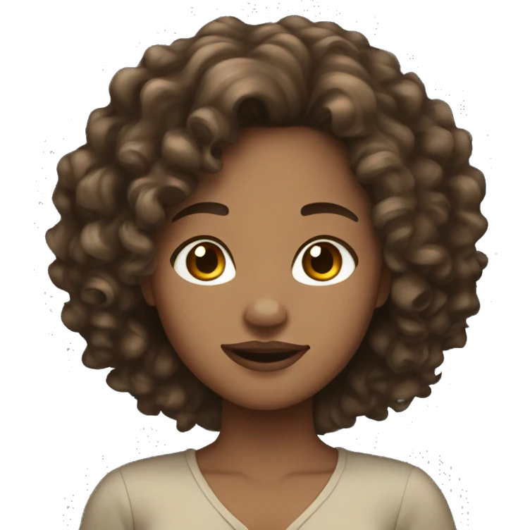 woman light brown skin long dark curly hair emoji