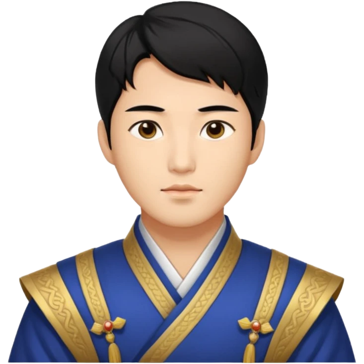 A Korean prince walking around his palace is real, black hair and face emoji