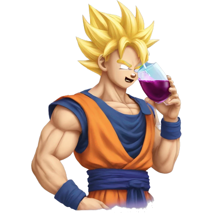 Super saiyan Goku drinking grape juice emoji