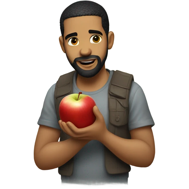 drake eating an apple emoji