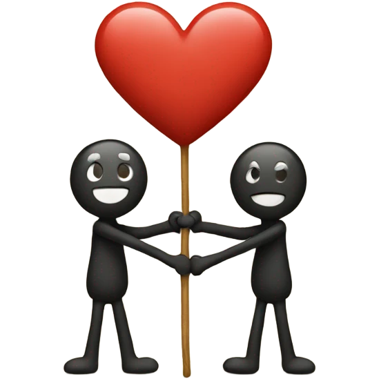 Two stick mans together holding an heart  emoji