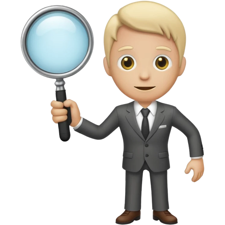 Magnifying glass that has limbs and a suit on(should look like the character Rodger from Dandy’s World) emoji