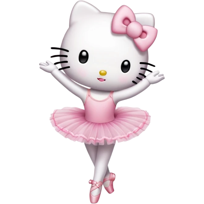 Hello Kitty character in ballet pose with pink tutu emoji
