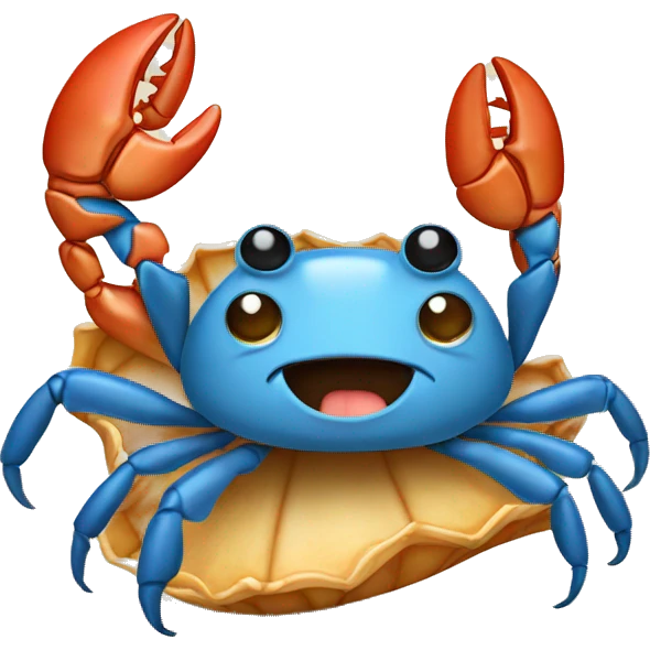 Crab holding a seashell emoji