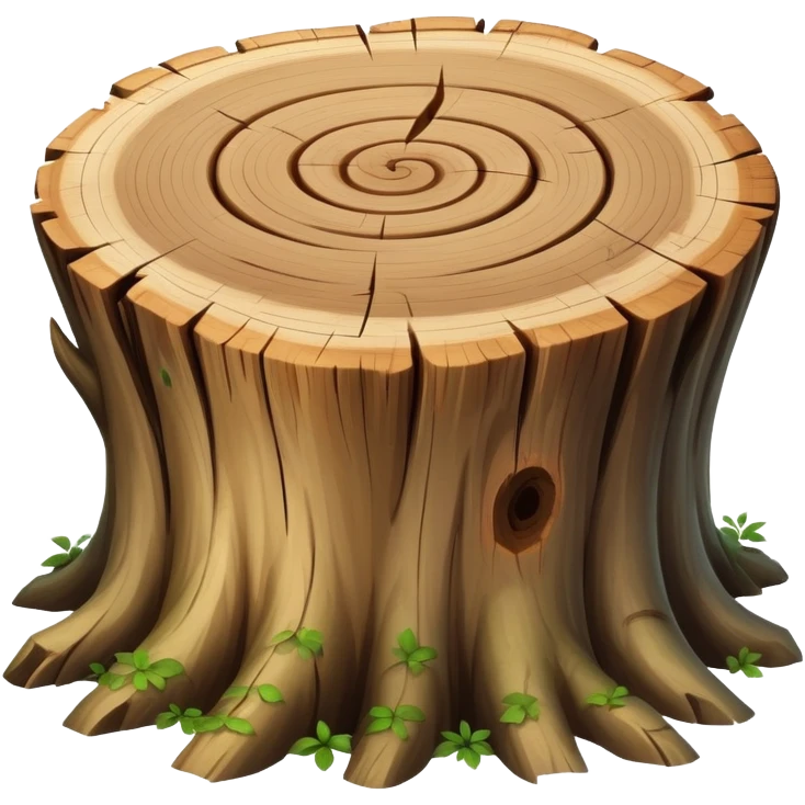 A beautiful pretty natural Tree stump with a swirly pattern in the middle twigs sticking out emoji