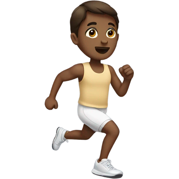 runnning emoji wearing something cute, she is white with dark brown hair emoji