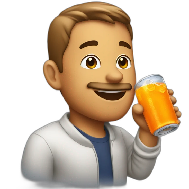 Man drinking Fanta emoji