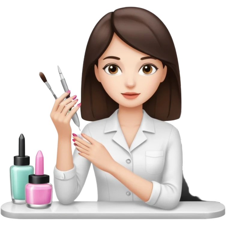 Brunette Girl getting a manicure at nail salon emoji