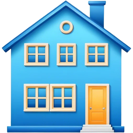 colorful blue house minimal logo emoji