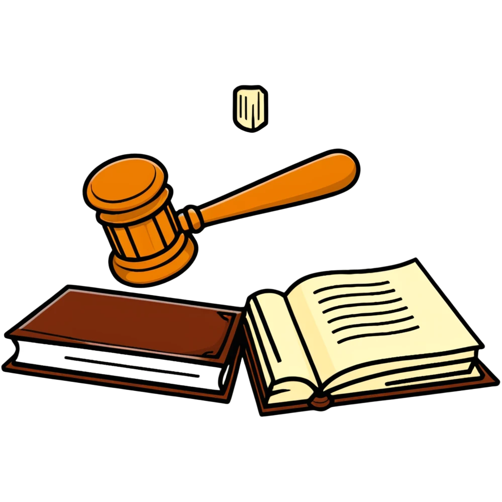 Gavel with law book emoji