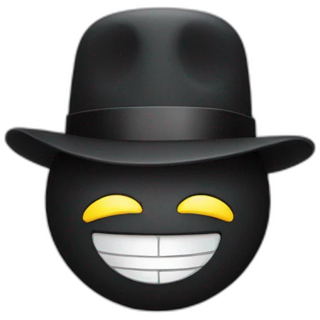 smiley emoji wearing a  bowler hat emoji