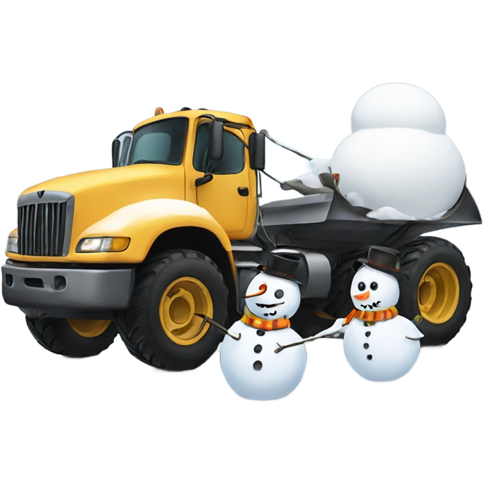Plow truck pushing snowman emoji