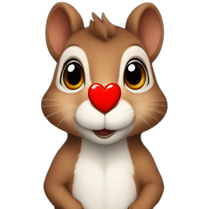 squirrel with a red heart on his chest emoji