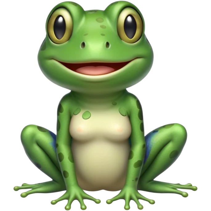 smiling female frog character in casual clothes upright pose emoji