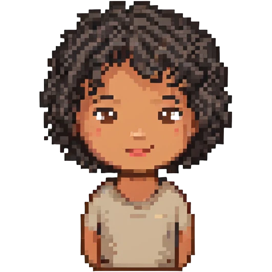 character emoji with tan skin and short black curly hair emoji