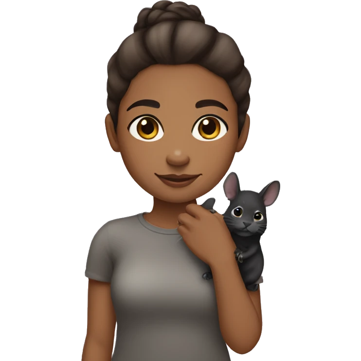 brown girl with her black chinchilla emoji