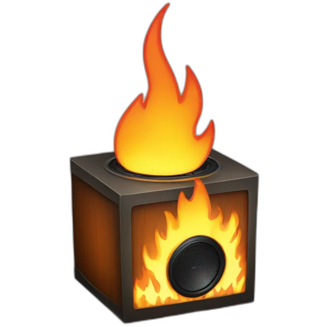 Speaker box with fire emoji