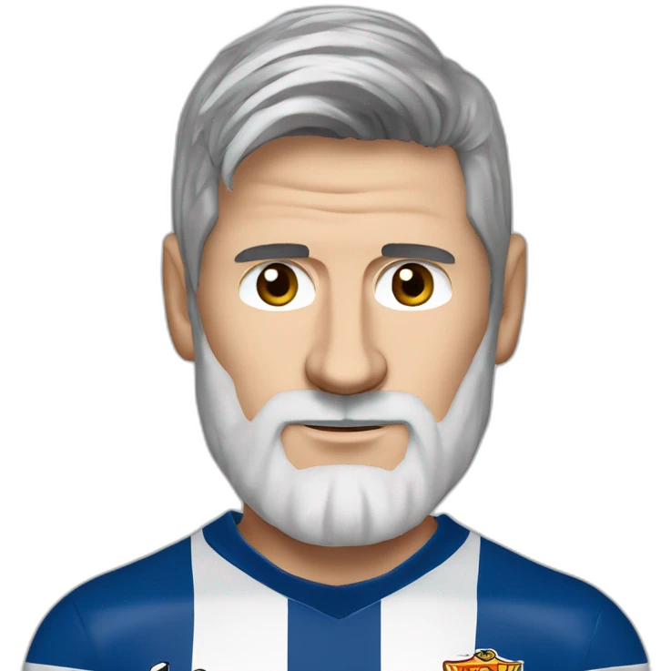 lionel messi gray-haired, long white beard, with a large mole on nose emoji