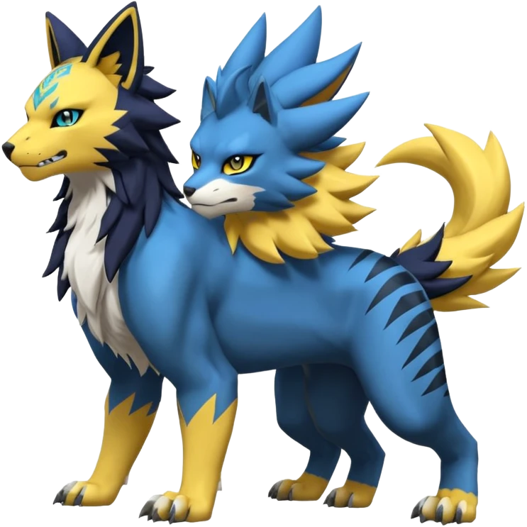 Zeraora-Luxray-Renamon-Lombax-Weregarurumon-fusion-creature (full body emoji