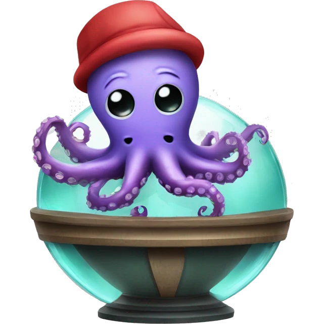 Cute octopus surgeon sitting on a crystal ball emoji