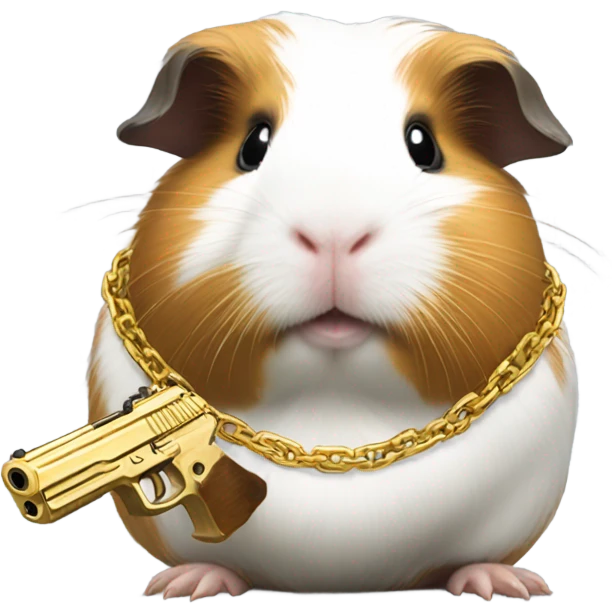 guinea pig with gold chain and gun  emoji