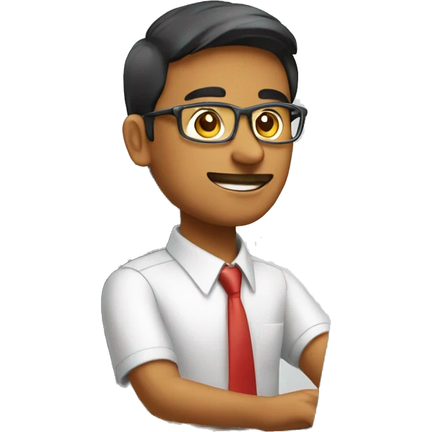 office worker from india seating at his computer emoji
