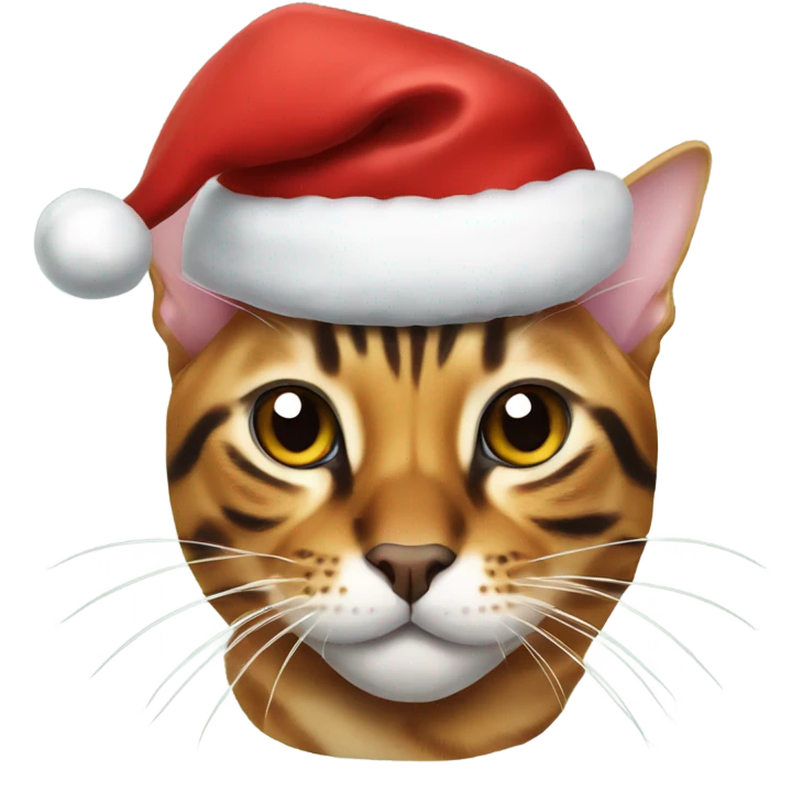 Bengal cat with santa hat emoji