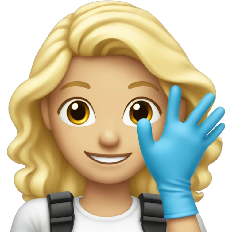 smiling blonde with gloves emoji