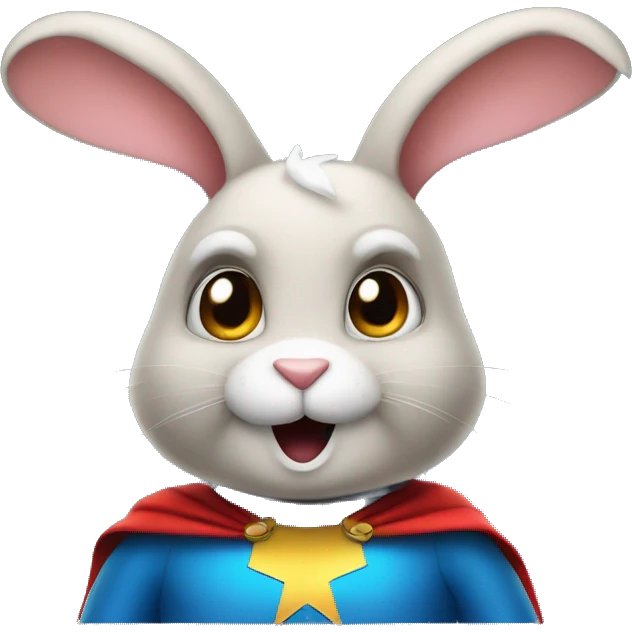 Rabbit dressed as funny super hero emoji