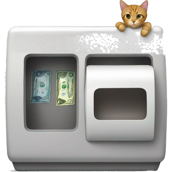 Bancomat with cat next to it emoji