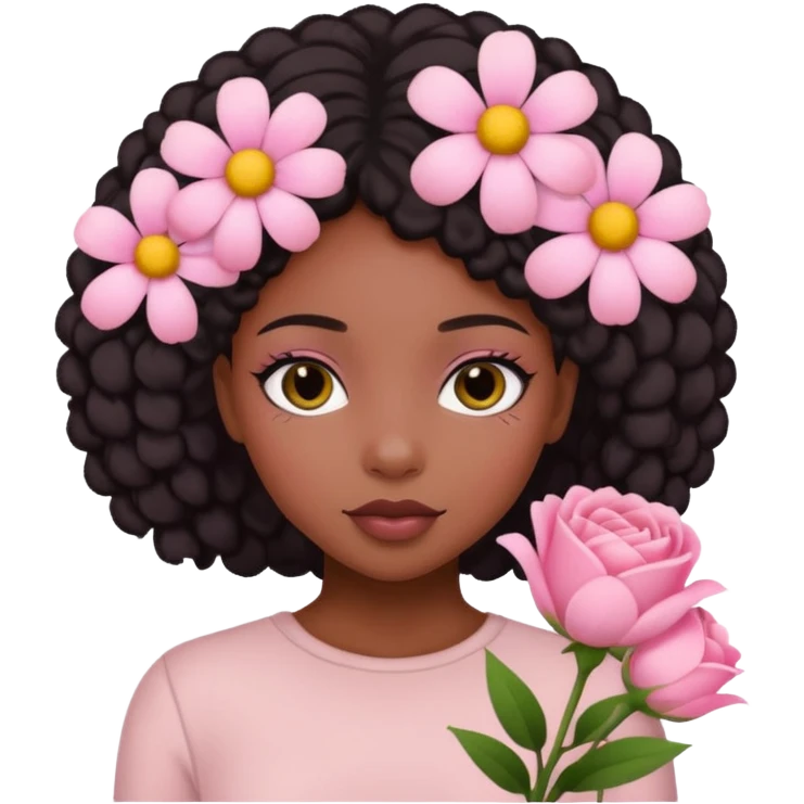 Pastel Pink Black Girl With Flowers emoji