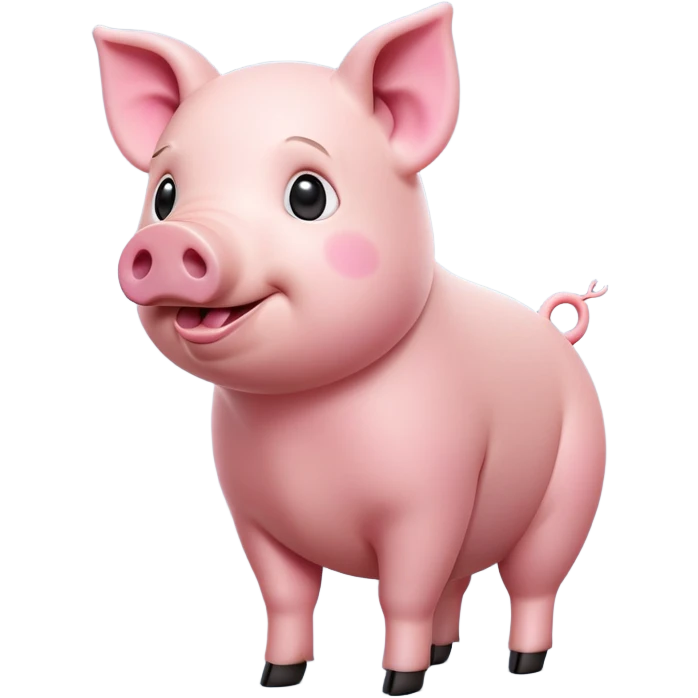 cinematic-[realistic pig]-realistic-full-body-standing-emoji,-tail-flicking-lazily,-head-tilted-dramatically,-sleek-[pink]-skin,-simplified-yet-realistic-focused-features,-highly-detailed,-glowing-with-an-almost-sarcastic-glow emoji