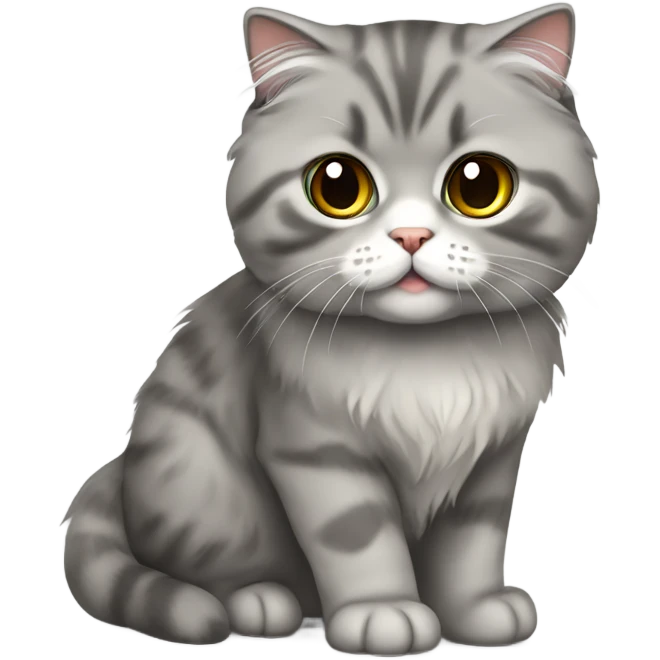 scottish fold cat gray long-haired  emoji