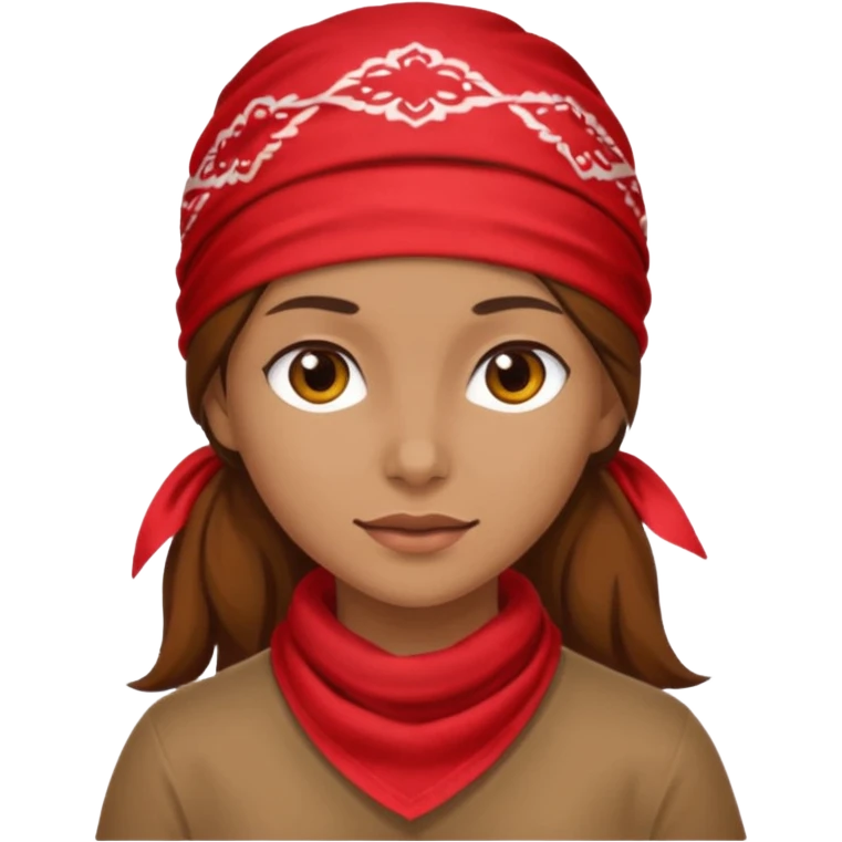 brown haired woman with wearing red bandana emoji