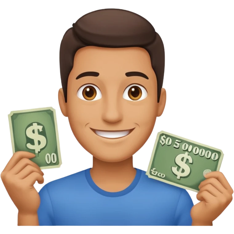 guy celebrating with a sign showing $40,000/month emoji