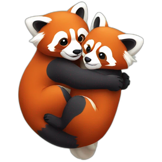 Two hugging red pandas emoji