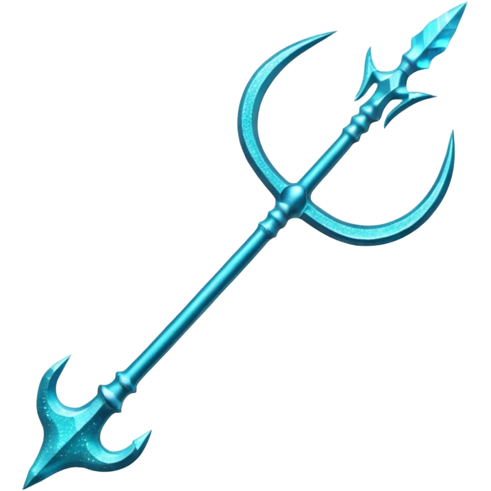 Cyan Poseidon's trident with glitter emoji
