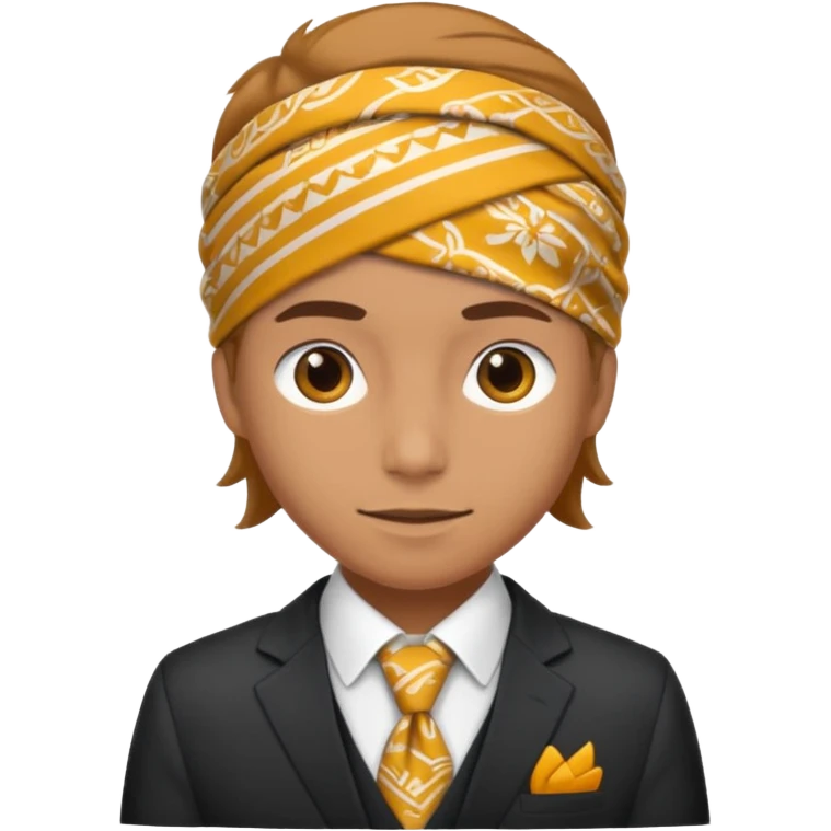 Character wearing a bandana and a suit emoji