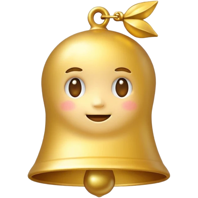 golden bell emoji,
cute emoji style, mobile game emoji,
soft 3D look, smooth gradients,
white outline sticker style,
no background emoji
