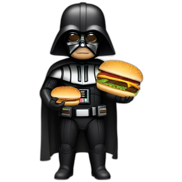 Bébé Dark Vador qui manges un hamburger emoji
